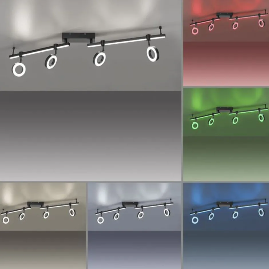 Just Light Beweglicher LED Deckenspot Schwarz RGB 114,5 cm dimmbar< Flurlampen|Bürolampen