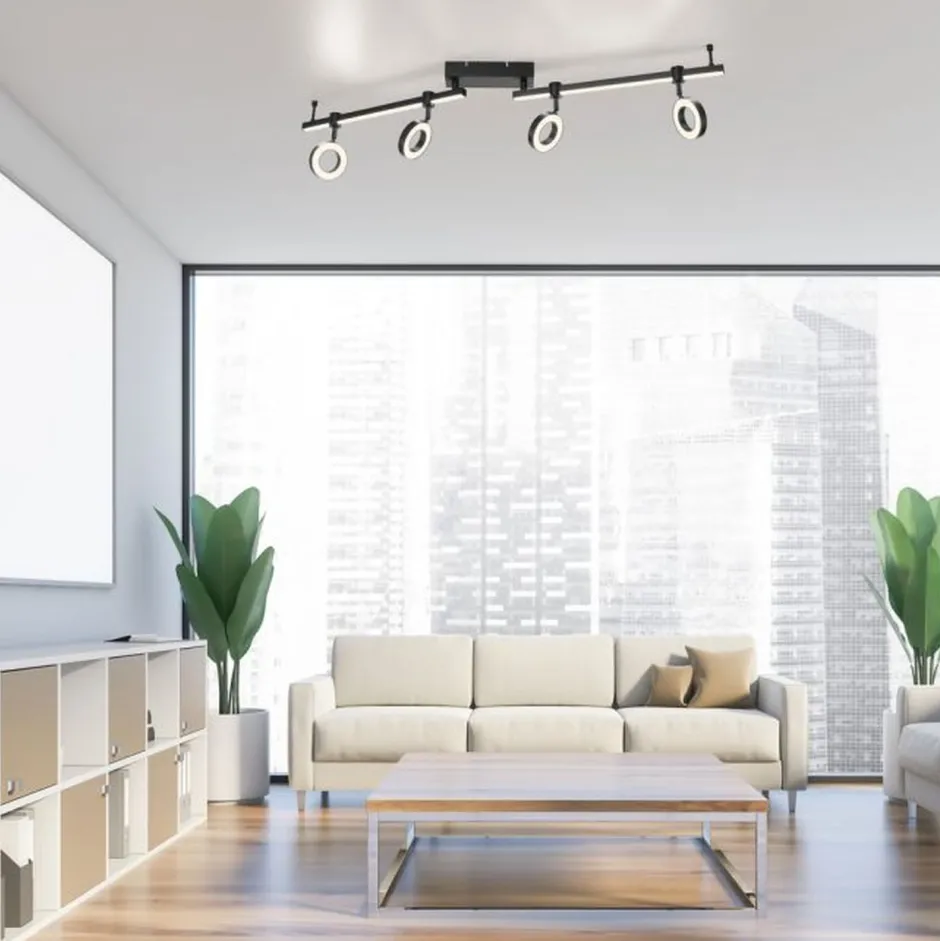 Just Light Beweglicher LED Deckenspot Schwarz RGB 114,5 cm dimmbar< Flurlampen|Bürolampen