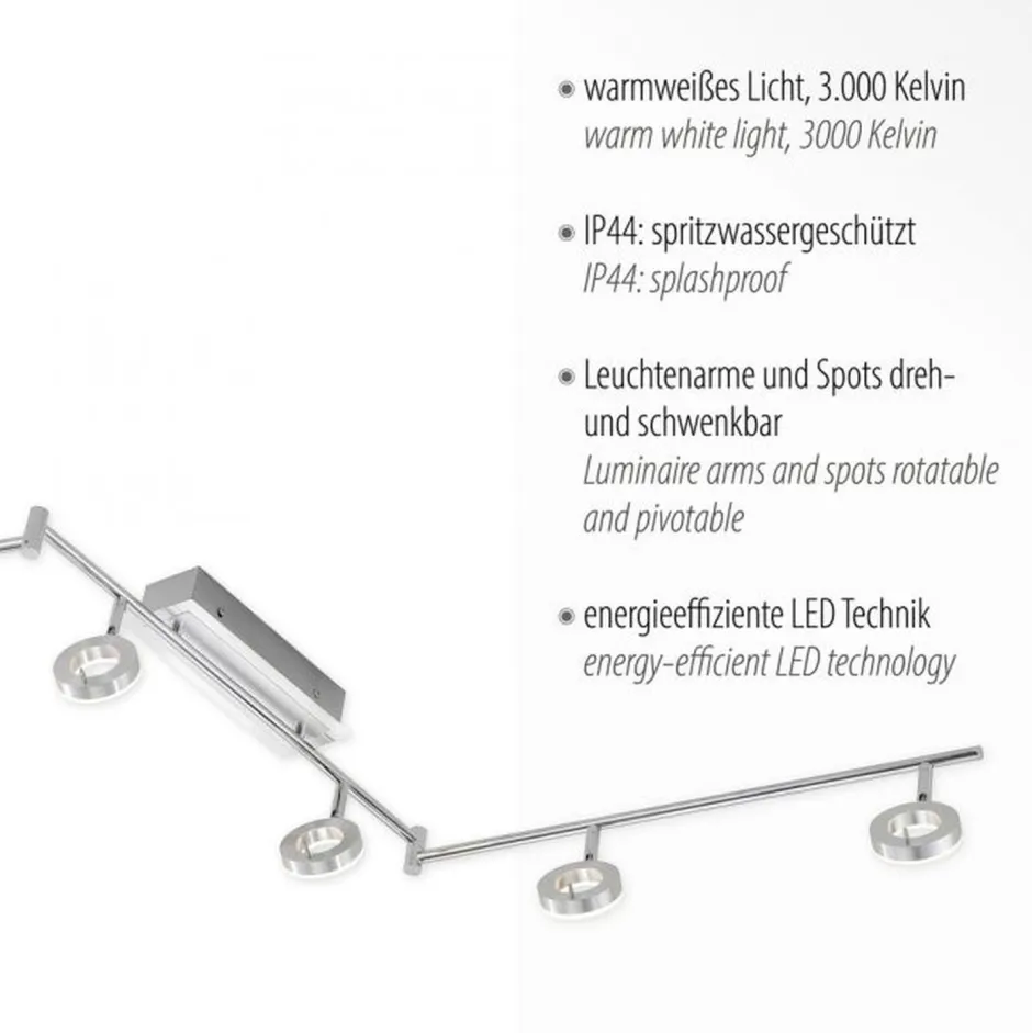 Flurlampen|Bürolampen*Paul Neuhaus Beweglicher LED Deckenstrahler in Aluminium IP44 188 cm