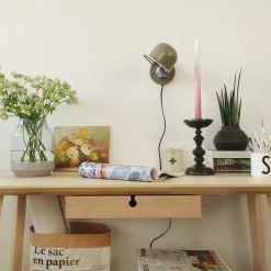 Spots|Wandleuchten*Steinhauer Beweglicher Wandspot mit Stecker in Grün Silber T:29 cm