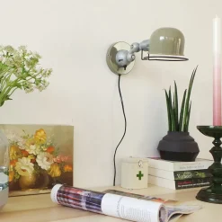 Spots|Wandleuchten*Steinhauer Beweglicher Wandspot mit Stecker in Grün Silber T:29 cm