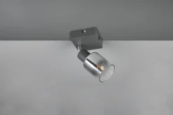 Flurlampen|Bürolampen*Trio Reality Beweglicher Wandstrahler Rauchglas Metall E14 T:15 cm