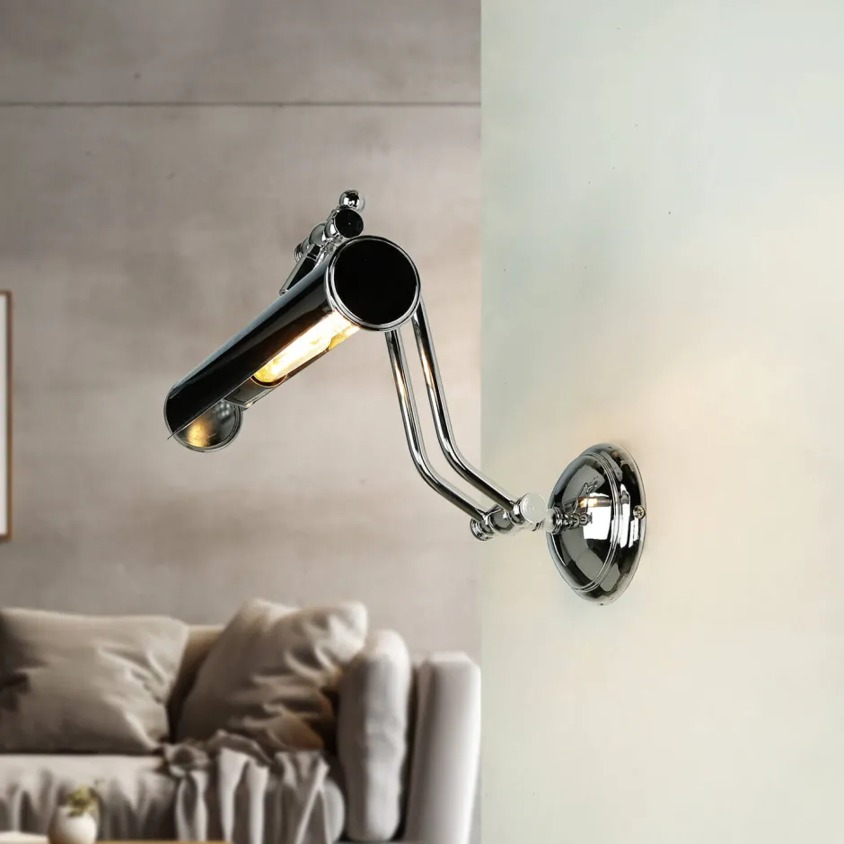 Giovanni Battista Bilderlampe verstellbar Messing in Silber E14< Metall Lampen|Messinglampen