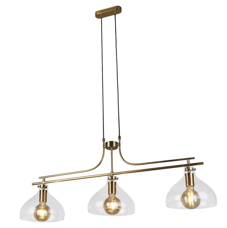 Wohnzimmerlampen|Glaslampen*Searchlight Billardleuchte Vintage 3-flammig B: 110 cm E27 in Messing