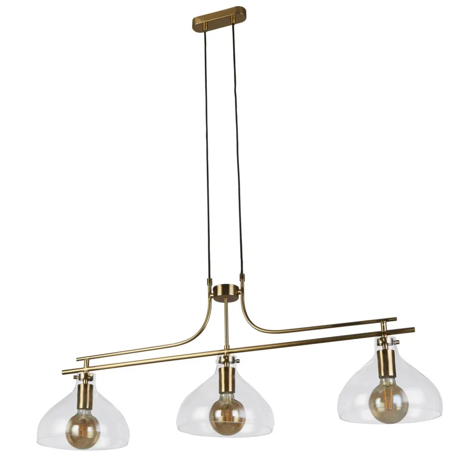 Wohnzimmerlampen|Glaslampen*Searchlight Billardleuchte Vintage 3-flammig B: 110 cm E27 in Messing