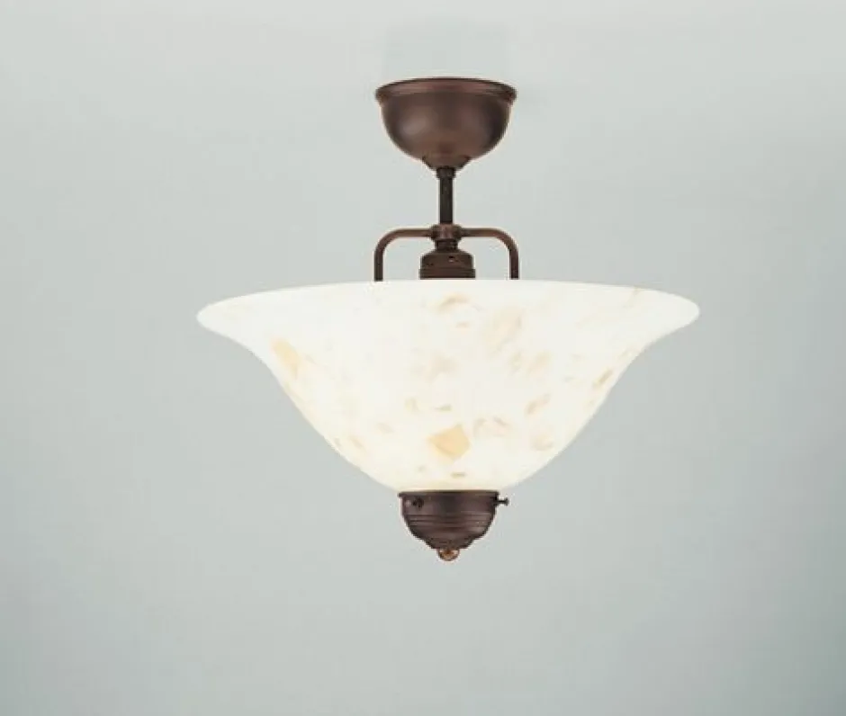 Berliner Messingleuchten Blendarme Deckenlampe Messing Antik Glas Marmor Ø35 cm< Bürolampen|Wohnzimmerlampen