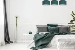 Bürolampen|Wohnzimmerlampen*Belis Blendarme Deckenlampe Stoff Grün Weiß E27 3-flammig