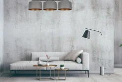 Belis Blendarme Deckenlampe Stoff Graphit Gold E27 3-flammig< Bürolampen|Wohnzimmerlampen