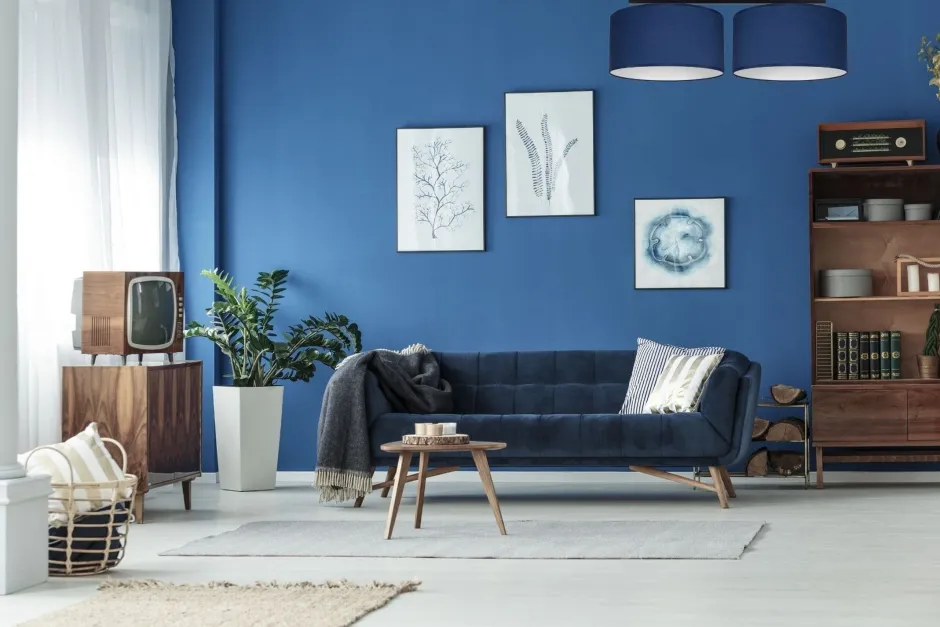 Belis Blendarme Deckenlampe Stoff Schwarz Blau Weiß E27 70 cm< Bürolampen|Wohnzimmerlampen