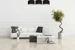 Bürolampen|Wohnzimmerlampen*Belis Blendarme Deckenlampe Stoff Schwarz Weiß E27 3-flammig