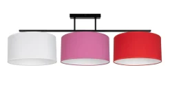 Bürolampen|Wohnzimmerlampen*Belis Blendarme Deckenlampe Stoff Weiß Rosa Rot E27 L:100 cm
