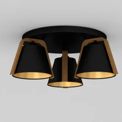 Deckenleuchten|Flurlampen*Luminex Blendarme Deckenlampe Stoff Holz Metall B:48 cm E27