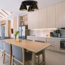 Deckenleuchten|Flurlampen*Luminex Blendarme Deckenlampe Stoff Holz Metall B:48 cm E27