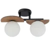 Flurlampen|Kugellampen*Sigma Blendarme Deckenleuchte 2-flammig Schwarz Holz Glas G9