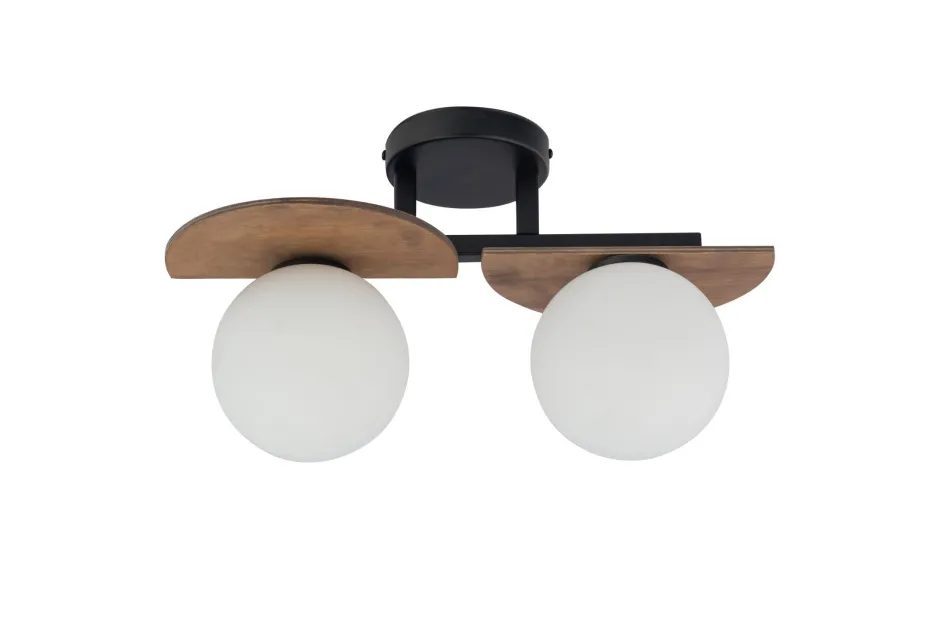 Flurlampen|Kugellampen*Sigma Blendarme Deckenleuchte 2-flammig Schwarz Holz Glas G9