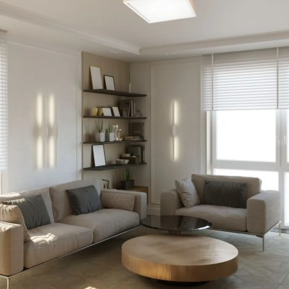 Wohnzimmerlampen|Glaslampen*Lamkur Blendarme Deckenleuchte Glas Holz Pinie E27 L:48 cm