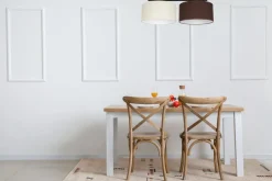 Belis Blendarme Deckenleuchte Stoff Ecru Braun E27 L:70 cm< Bürolampen|Wohnzimmerlampen