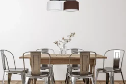 Bürolampen|Wohnzimmerlampen*Belis Blendarme Deckenleuchte Stoff Weiß Braun E27 L:70 cm