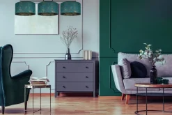 Belis Blendarme Deckenleuchte Stoff Grün Muster E27 3-flammig< Bürolampen|Wohnzimmerlampen