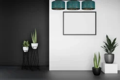 Belis Blendarme Deckenleuchte Stoff Grün Muster E27 3-flammig< Bürolampen|Wohnzimmerlampen