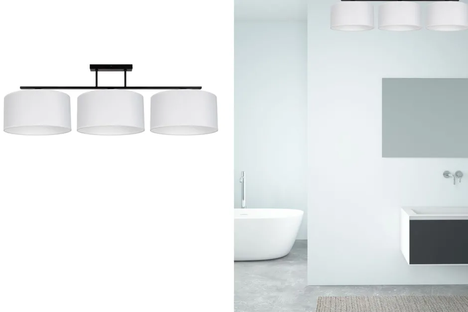 Wohnzimmerlampen|Stofflampen*Belis Blendarme Deckenleuchte Stoff Schwarz Weiß E27 3-flmg