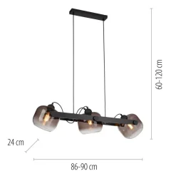 Just Light Blendarme Hängelampe Glas Metall E27 90 cm schwenkbar< Hängelampen|Bürolampen