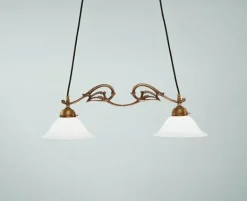 Berliner Messingleuchten Blendarme Hängelampe Messing Glas Ornamente E27 68 cm< Hängelampen|Bürolampen