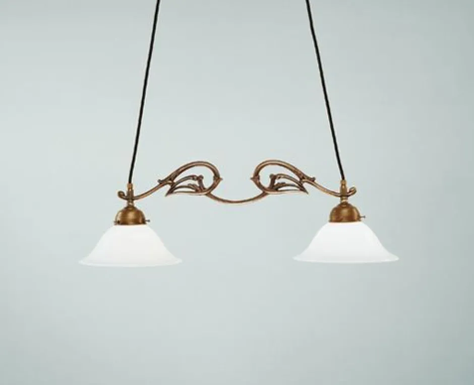 Berliner Messingleuchten Blendarme Hängelampe Messing Glas Ornamente E27 68 cm< Hängelampen|Bürolampen