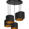 Luminex Blendarme Hängelampe Schwarz Gold Stoff Metall 5-flmg< Hängelampen|Bürolampen