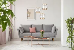 Belis Blendarme Hängelampe Stoffschirme Weiß Gold E27 B:38 cm< Hängelampen|Bürolampen