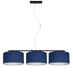 Bürolampen|Wohnzimmerlampen*Belis Blendarme Hängelampe Stoff Schwarz Blau E27 L:100 cm