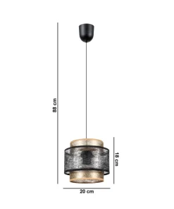 Belis Blendarme Hängelampe Stoff Metall Schwarz Gold Ø20 cm< Hängelampen|Bürolampen