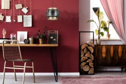 Belis Blendarme Hängelampe Stoff Metall Schwarz Gold Ø20 cm< Hängelampen|Bürolampen