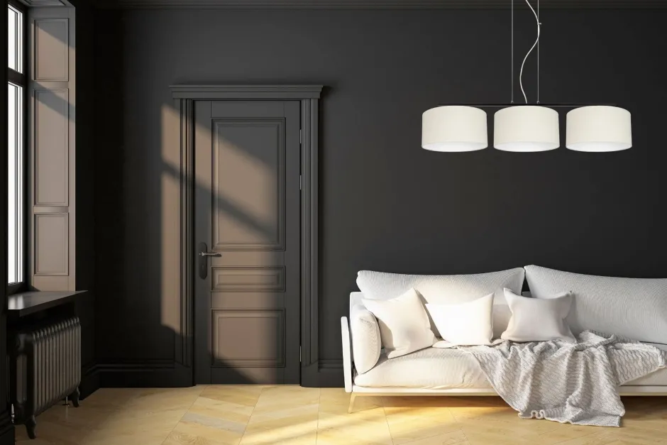 Belis Blendarme Hängelampe Stoff Schwarz Ecru E27 L:100 cm< Bürolampen|Wohnzimmerlampen