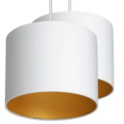 Luminex Blendarme Hängelampe Weiß Gold Stoff Metall B:58 cm< Hängelampen|Bürolampen