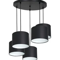 Hängelampen|Bürolampen*Luminex Blendarme Hängelampe Weiß Gold Stoff Metall E27 B:58 cm