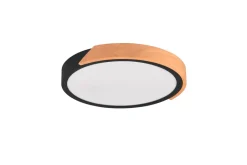 Flurlampen|Bürolampen*Trio Reality Blendarme LED Deckenlampe Holz rund Ø31,5 cm Schwarz