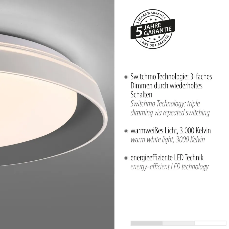 Deckenleuchten|Flurlampen*Just Light Blendarme LED Deckenlampe Grau Ø43 cm 2630 lm dimmbar