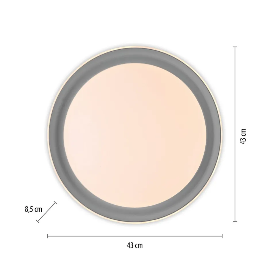 Deckenleuchten|Flurlampen*Just Light Blendarme LED Deckenlampe Grau Ø43 cm 2630 lm dimmbar
