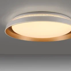 Deckenleuchten|Flurlampen*Just Light Blendarme LED Deckenlampe Weiß Messing Ø43 cm dimmbar