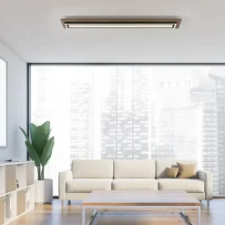 Deckenleuchten|Flurlampen*Paul Neuhaus Blendarme LED Deckenleuchte dimmbar Holz 107 cm 5500 lm