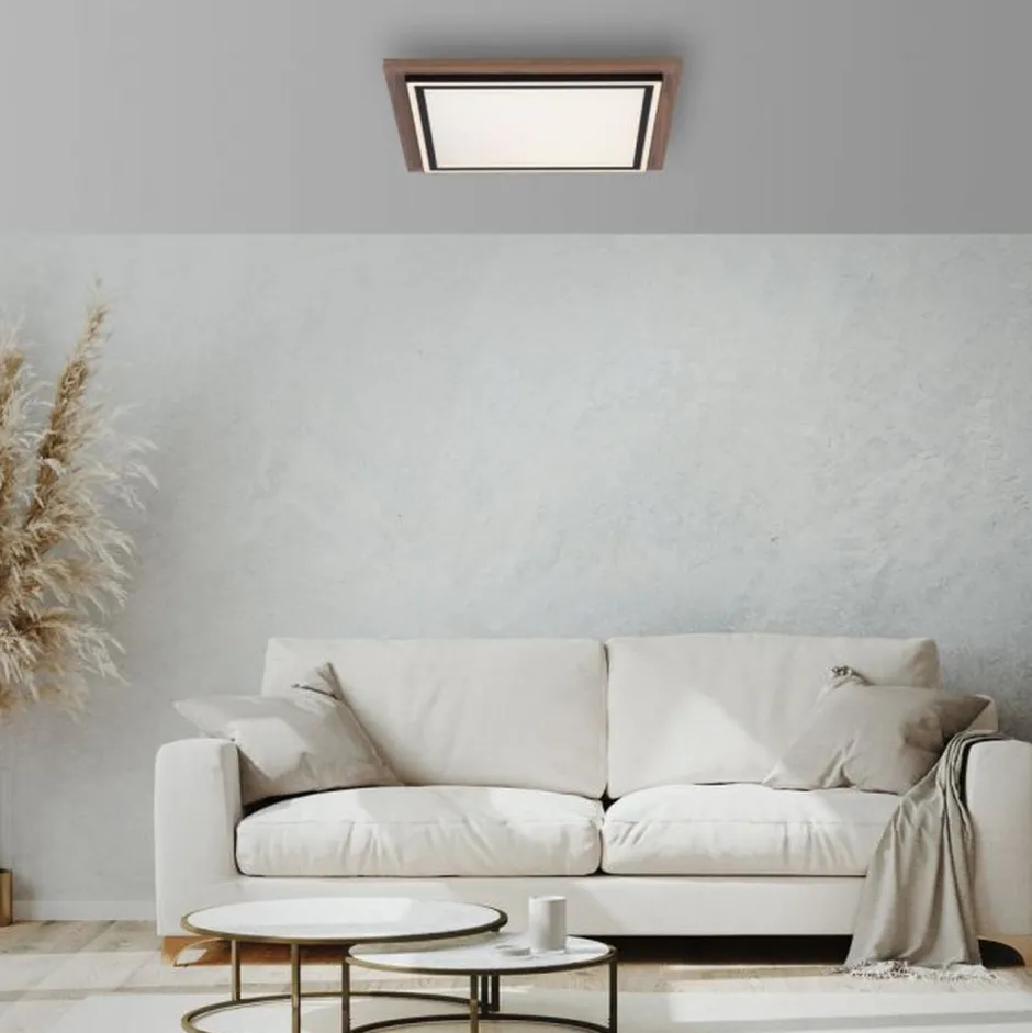 Paul Neuhaus Blendarme LED Deckenleuchte dimmbar Holz B:53,4 cm 44 W< Deckenleuchten|Flurlampen