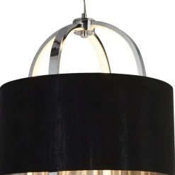 Wohnzimmerlampen|Esszimmer Lampen*Searchlight Blendarme LED Hängelampe Stoff Metall warmweiß Ø38 cm