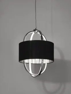 Wohnzimmerlampen|Esszimmer Lampen*Searchlight Blendarme LED Hängelampe Stoff Metall warmweiß Ø38 cm