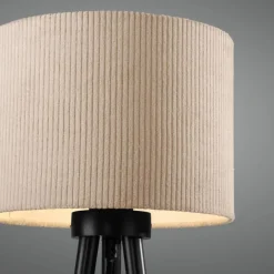 Wohnzimmerlampen|Schlafzimmer Lampen*Just Light Blendarme NachtTischlampe Tripod Stoffschirm E27 46 cm