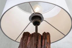 Tischlampen|Schlafzimmer Lampen*Invicta Interior Blendarme Nachttischleuchte Holz Stoff E27 58 cm groß