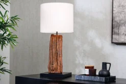 Tischlampen|Schlafzimmer Lampen*Invicta Interior Blendarme Nachttischleuchte Holz Stoff E27 58 cm groß