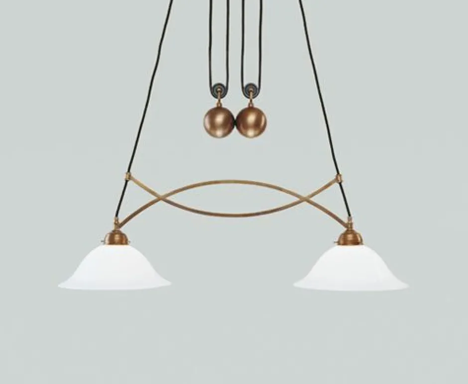 Hängelampen|Bürolampen*Berliner Messingleuchten Blendarme Pendelleuchte Berliner Messing Glas E27 92 cm