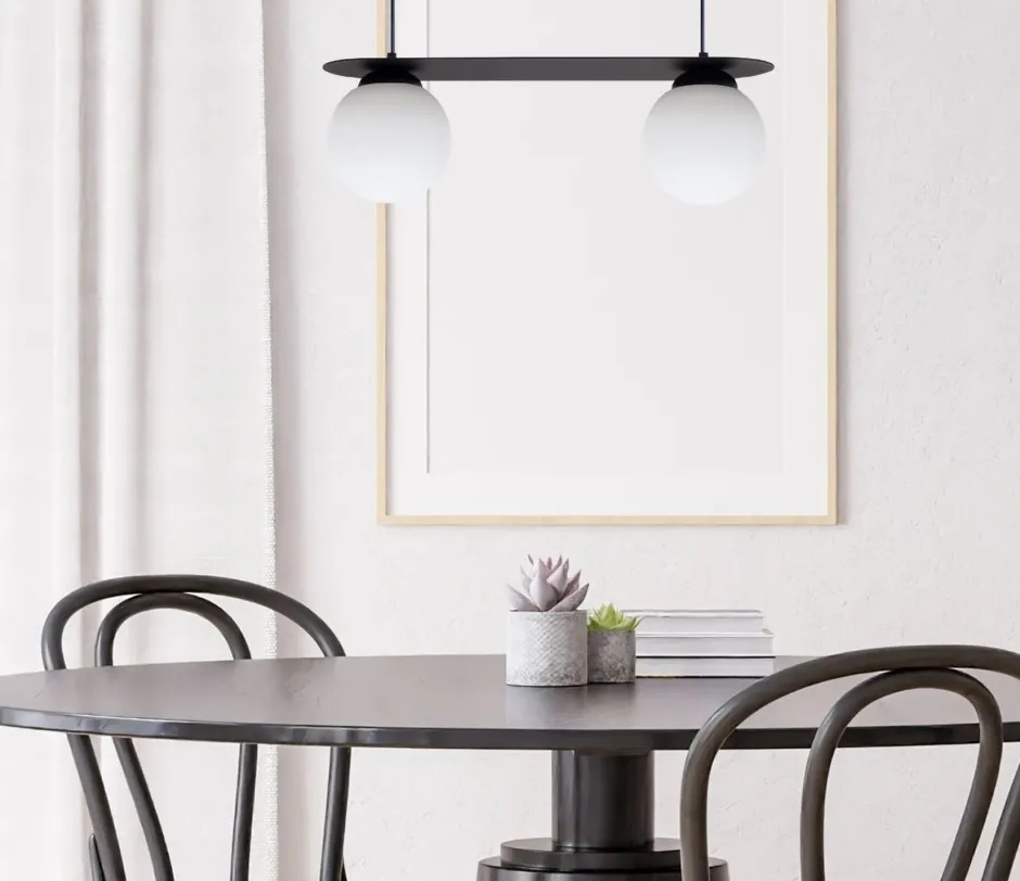 Belis Blendarme Pendelleuchte Glaskugeln E27 2-flmg Schwarz< Hängelampen|Bürolampen