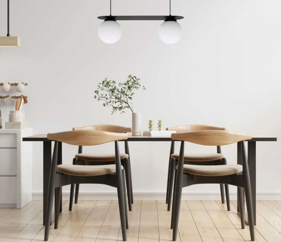 Belis Blendarme Pendelleuchte Glaskugeln E27 2-flmg Schwarz< Hängelampen|Bürolampen